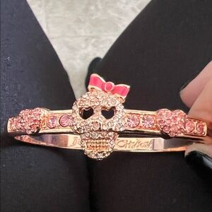 Betsey Johnson Pink and Gold Skull Bracelet